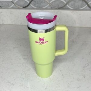 Stanley Neon Green Mug with Pink Top